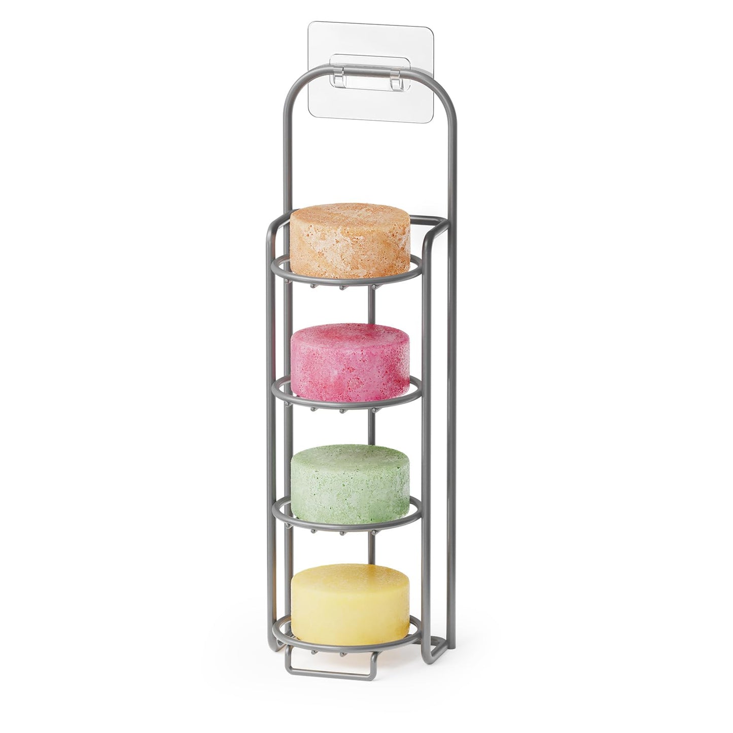 SpaceAid 4 Tier Shampoo Bar Holder for Shower and Kitchen Sink, Self Draining Soap Caddy for Bathroom Wall, Stainless Steel Bar Soap Dish Rack (Gray)