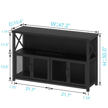 LVB Wine Bar Cabinet Industrial Coffee Bar Cabinets 120cm Black Oak