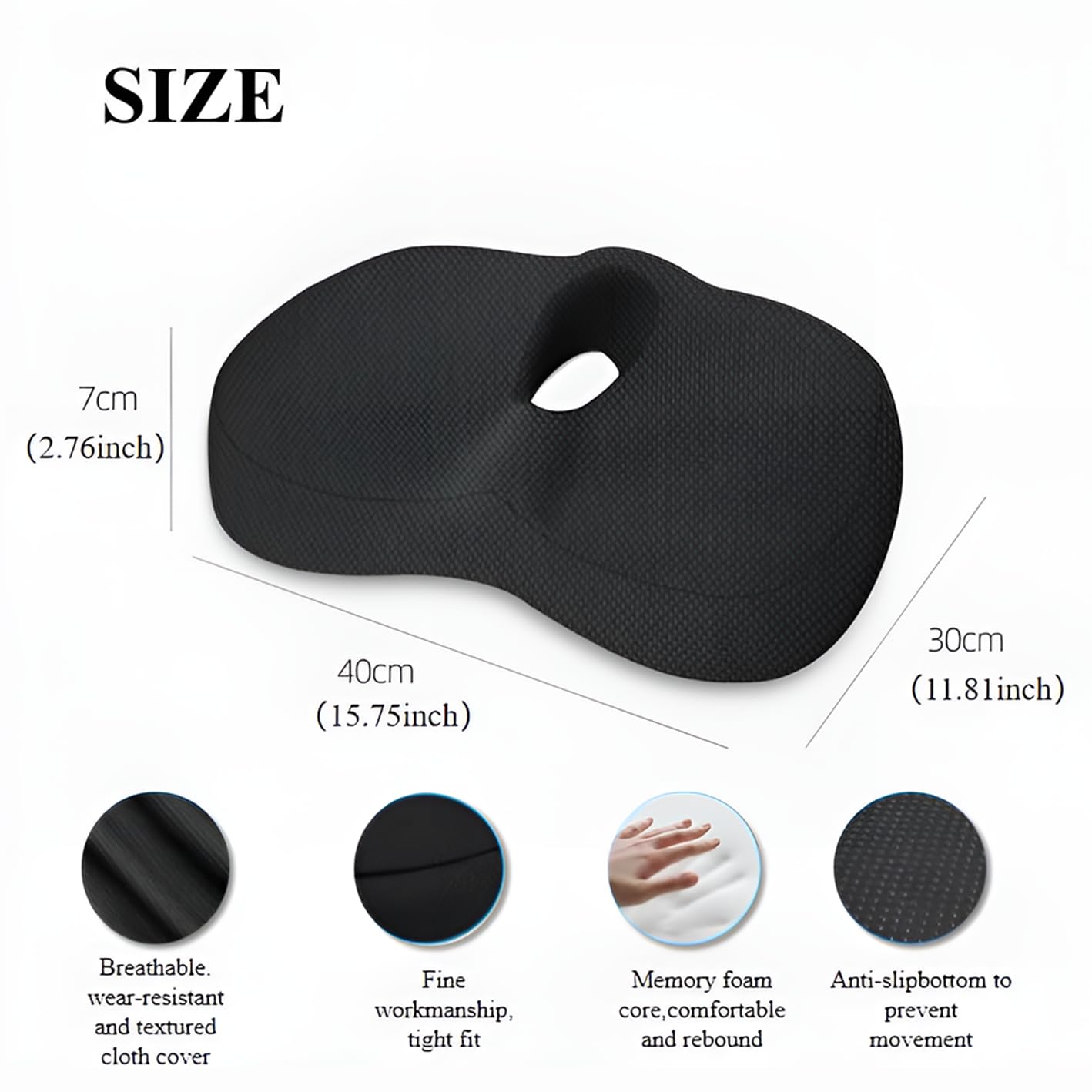 Accmuzzy Donut Cushion Orthopedic Memory Foam, Coccyx Seat Cushion for Tailbone, Sciatica & Hemorrhoid Pain Relief, Pressure Relief Pad for Office