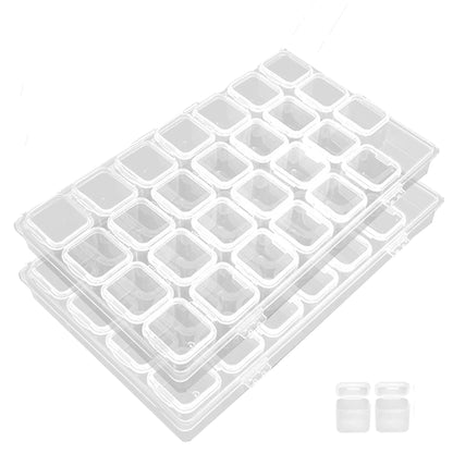 2 Set Pack of 28 Grids Bead Storage Box, Diamond Art Storage Box, Jewellery Storage Box, Compartment Storage Boxes Plastic Organiser Box for Beads