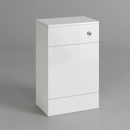 500mm Gloss Grey White Harper Back to Wall Toilet Cupboard Unit (White)