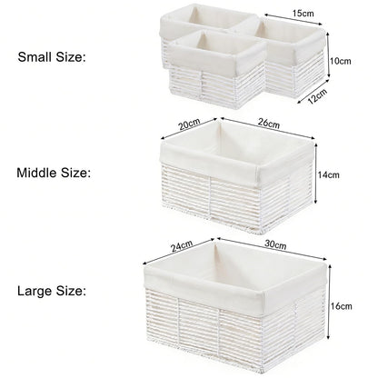 Vagusicc Wicker Storage Basket, Set of 5 Hand-Woven Display Hamper Basket, Nesting Natural Wicker Organizer Baskets, Storage Boxes Bin