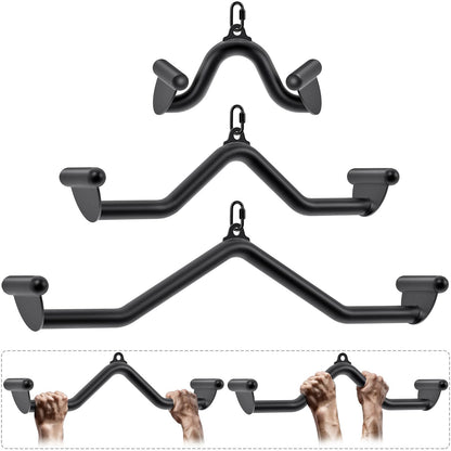 SELEWARE Multifunction-Grip LAT Pull Down Bars W/Heavy Duty Steel Tubing Structure Home Gym Workout Attachments Triceps Press Down Bar for Cable