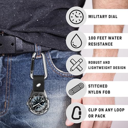 Dakota Backpacker Clip, Premium Quality Pocket Watch, Lightweight, Outdoor Gifts for Men and Women, Use for Fishing, Hunting, and More, Clip on Watch