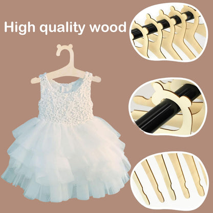 20PCS Baby Hangers - Children Wooden Hangers for Clothes, Pants, Jackets, Dresses, Blouses, Coats - Space Saving, Cute Animal Shaped Hooks