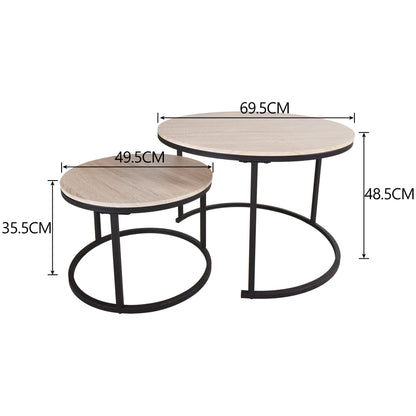HOJINLINERO Black Round Coffee Table Set of 2 Side/End Table for Living Room, Bedroom Decorations