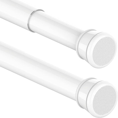 No Drill Curtain Pole 400 cm Long Curtain Rail 3 m Extra-Long Shower Rail Clothes Rail Extendable for Bathroom, Bedroom, White(190-410CM Φ32mm)