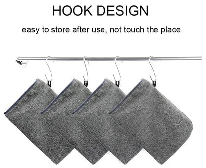 DBOO 2 Pack Microfibre Body Wash Mitts, Soft Face Cleansing Mitts, Bath SPA Terry Cloth, Reusable Makeup Remover Mitt Gloves, 15x21 cm, Grey