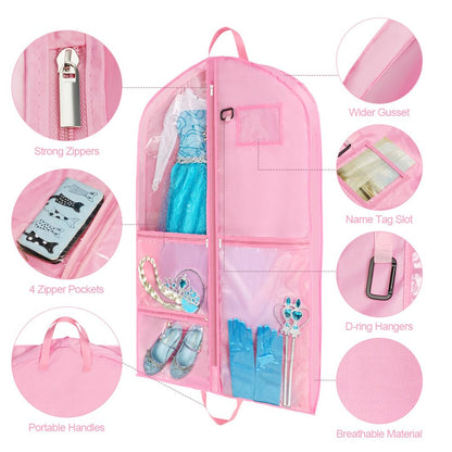 OSDUE Clothes Covers, 40 inch WaterproofHanging Garment Bags with 5 Zipper Pocket and ID Slot Pockets Foldable Kids Dance Costume Garment Bag Travel