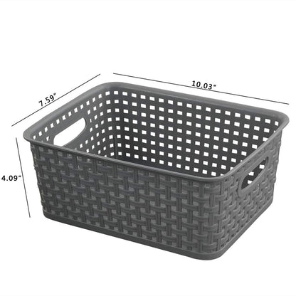 Teyyvn Set of 6 Plastic Storage Baskets, Cupboard Baskets, Gray