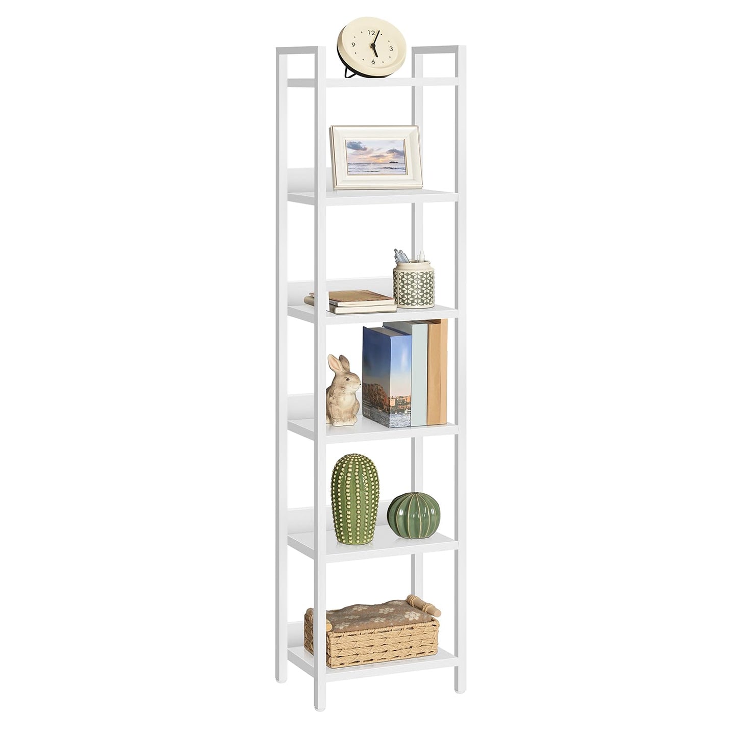 MAHANCRIS Bookshelf, 6-Tier Bookcase, Standing Book Shelf for Small Space, Storage Shelf Organizer, for Living Room, Bedroom, Study, Balcony