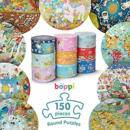 Boppi puzzles for 5+ year olds / 150 Piece Round Circle Jigsaw Puzzles for Kids Aged 5-8 Made with 100% Recycled Card – City Life