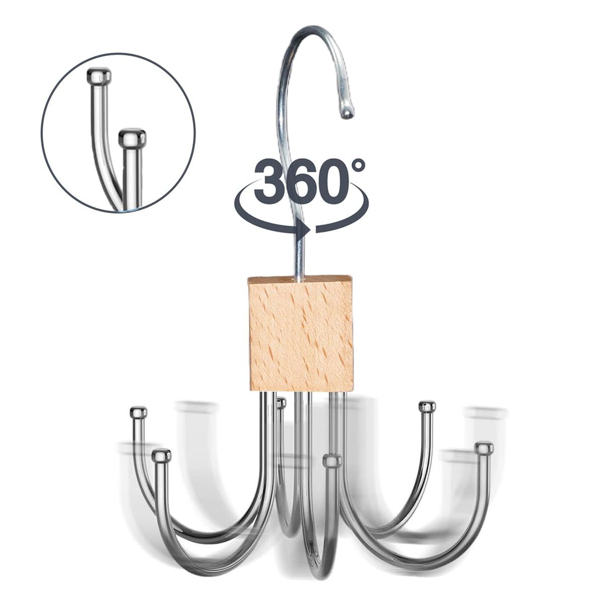Belt Hanger 2 Pack, 360° Rotating Belt Organizer for Closet Black