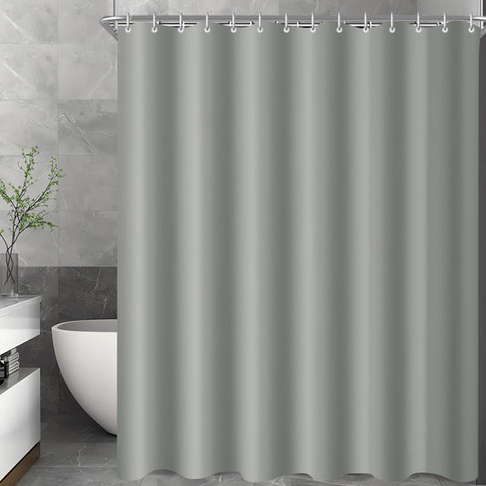 Lerores Shower Curtain, 90 x 200 cm, Grey, Weighted Hem, Anti-Mould Textile, Water-Repellent, Washable Polyester Fabric Bath Curtains for Bathroom