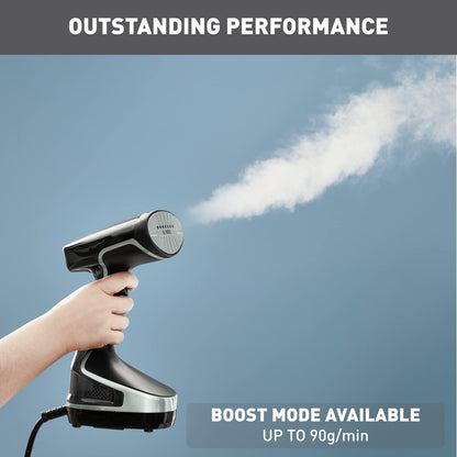 Tefal Handheld Clothes Steamer, Powerful 90g/min Steam Boost, Ready To Use In 25 Seconds, Black And Silver, DT8250