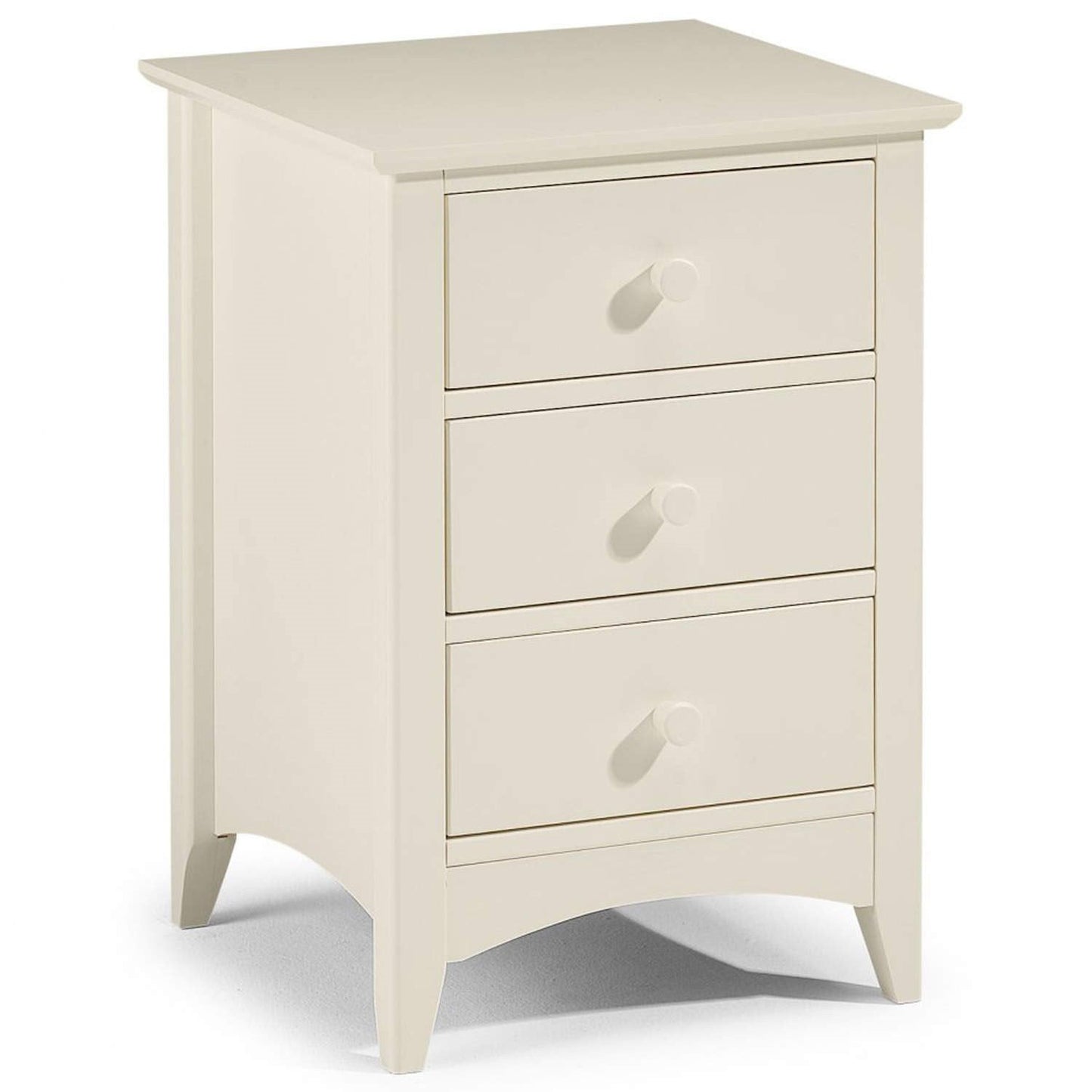 Julian Bowen Stone White Wood Cameo 3 Drawer Bedside Table