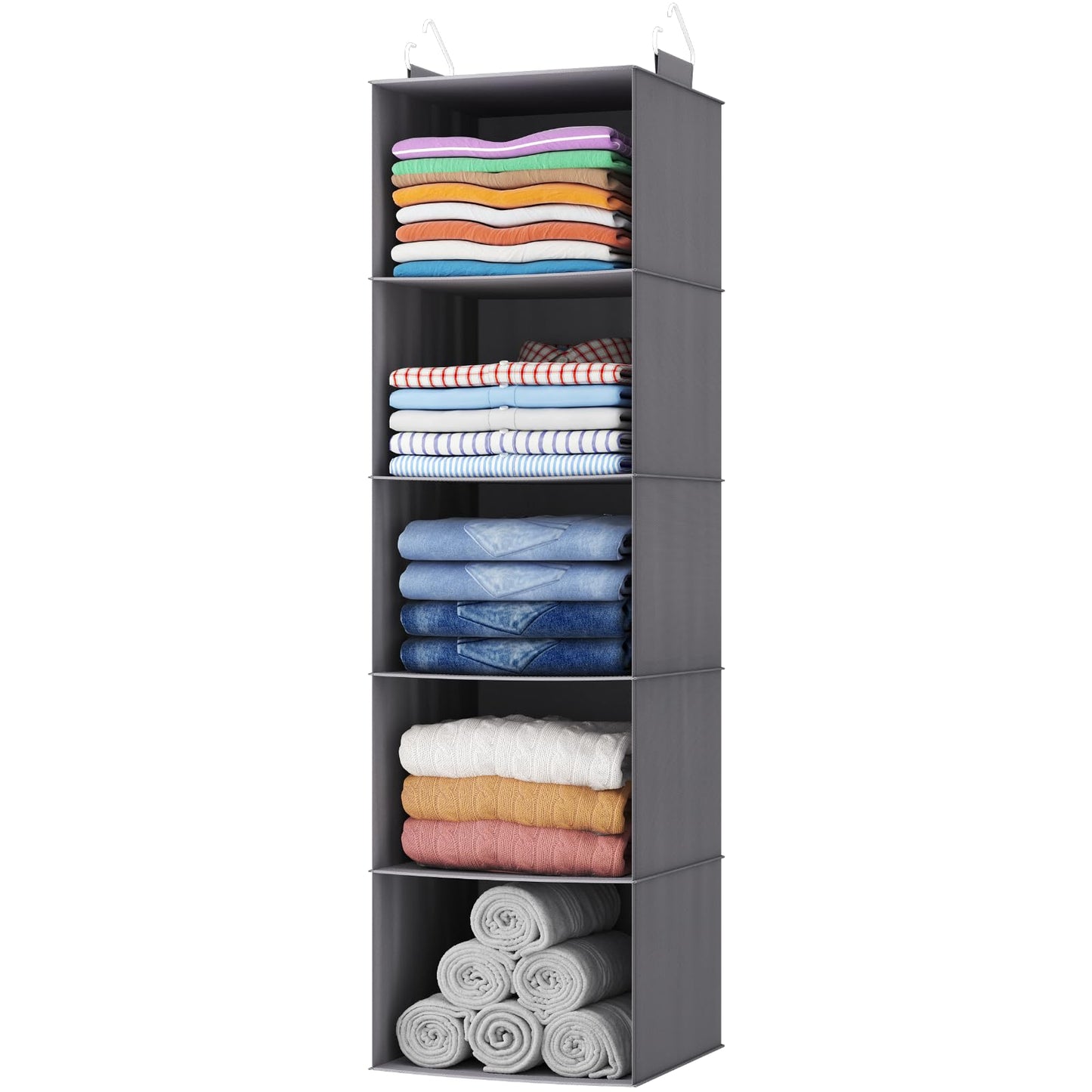 Lifewit 5 Tier Grey Hanging Closet Wardrobe Storage Organiser, 1 Pack