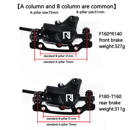 ROADNADO Hydraulic Bike Brakes Set Mountain Bike Disc Brakes, Bicycle Disc Brake Set, 160mm Rotor, Front 800mm Rear 1400mm MTB Hydraulic Brake Set