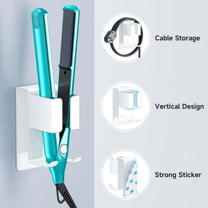 YYBO Hair Dryer Holders Wall Mount, Hair Straightener Holder for Curling Irons Styler Attachment, Hairdryer and Straightener Holder
