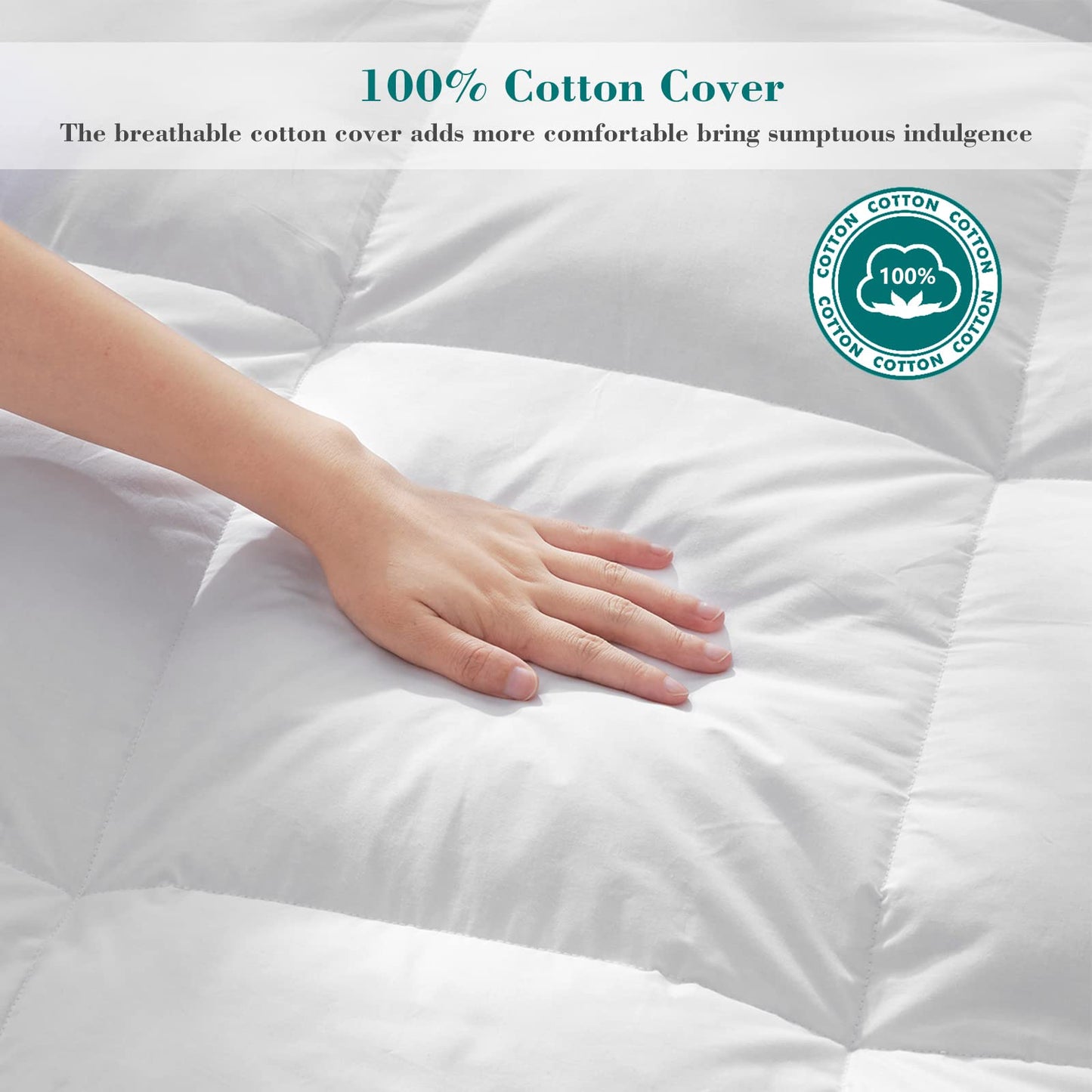 Threads For Bed 13.5 tog Double Size Duvet Cotton Cover, Feather and Down Super Warm Duvet with Double Stitch with Piping and Box Quilting, Machine