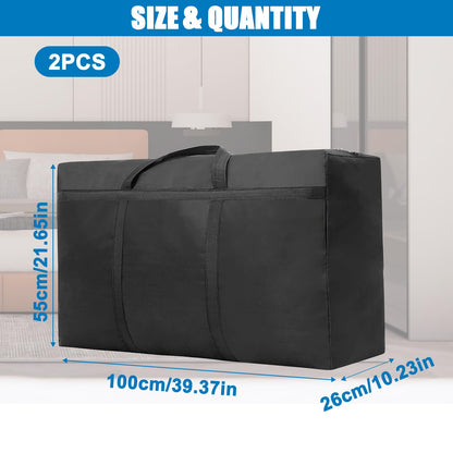 IETWATE 2PCS Large Storage Bags with Zips, 180L Moving Bags Extra Large Strong, Waterproof Clothes Storage Bag