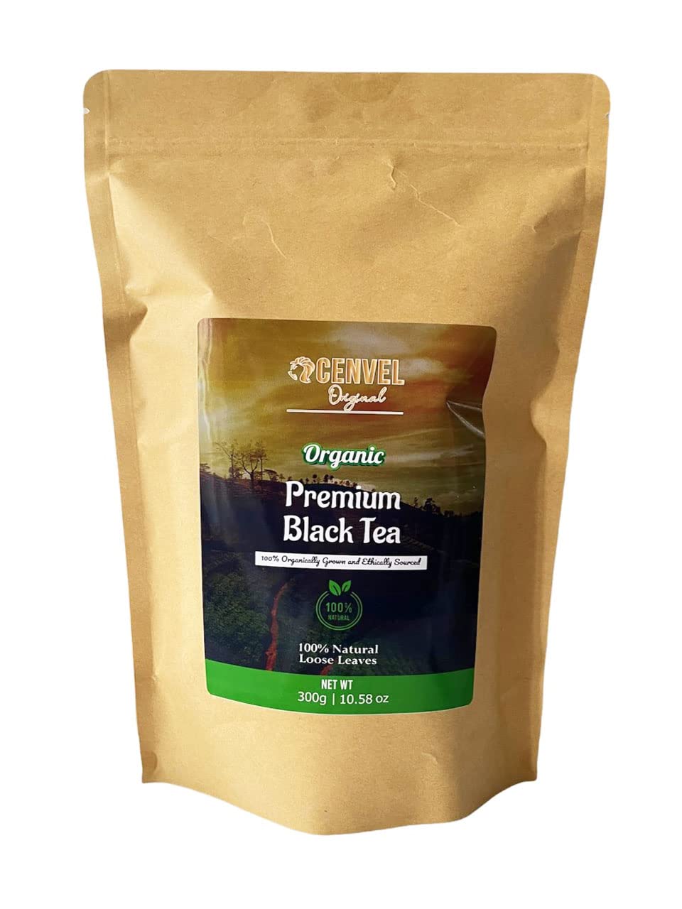 CENVEL? Organic Ceylon Black Tea | Freshly Harvested Pure Natural Leaves | Eco Friendly Packaging | Serve as ICED or Brew Hot (Loose Leaf, 300g)