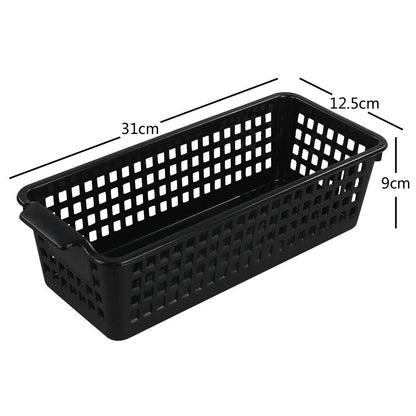 Gitany Black Plastic Baskets Set of 6, Rectangle Slim Storage Basket