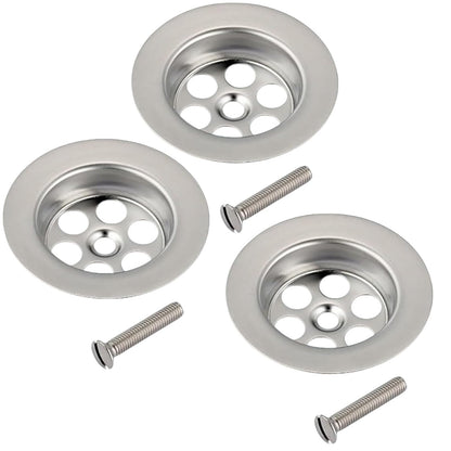 Bathtub Drain Cover - TRACOMPAN 3 Pack Stainless Steel Silver Bath Overflow Plug Replacement with Screws, Durable Drain Cover for Bathtubs
