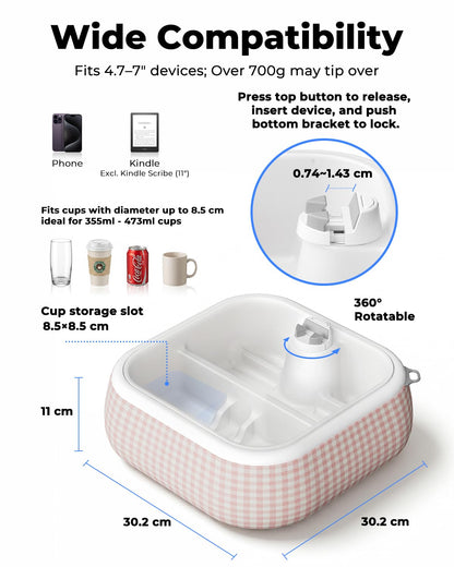 Viozon Couch Cup Holder Tray with Phone Stand, For 4-4.7" Device, Floating Bathtub&Pool Caddy, EPP Foam Sofa Arm Tray