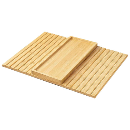 Sofa Arm Tray, Bamboo Foldable Couch Tray with Anti-Slip Fabric Backing, Sofa Side Table for Drinks, Snack, Magazine, and Remote(wood)