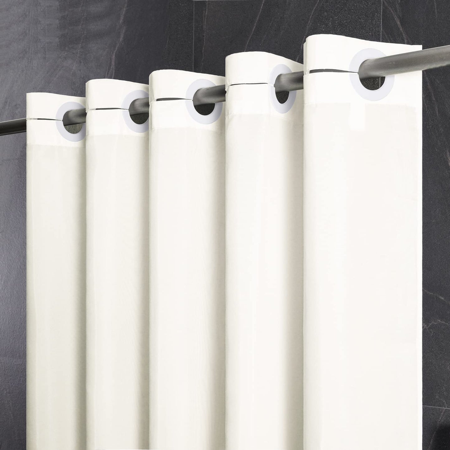 Furlinic Beige Shower Curtain Polyester Mould Proof Resistantand Waterproof Washable Bath Curtains with Weight Tape for Wetroom 35x72 Inch.