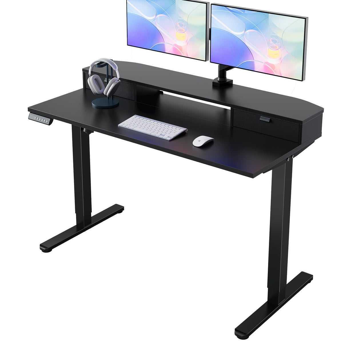 HUANUO Standing Desk with Drawers, 120x60cm, Black