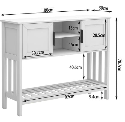UYIHOME Narrow Console Table with Storage Space 2 Doors 30 x 100 x 80 cm White