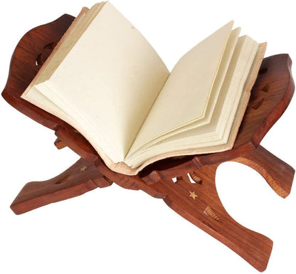 IBLAY Beautifully Hand Carved Quaran Holy Geeta Bible Holder Support Folding Religious Prayer Stand Wooden Holy Book Stand