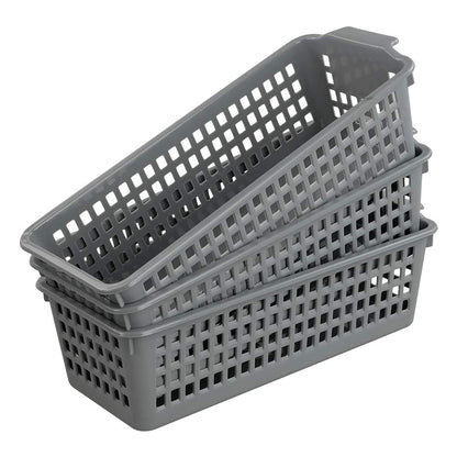 Yarebest 3-pack Small Plastic Storage Basket, Slim Organizer Baskets