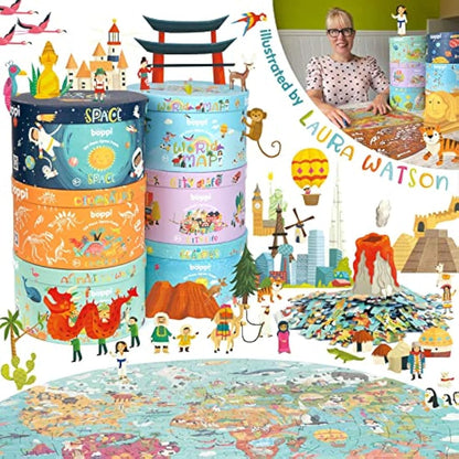 Boppi puzzles for 5+ year olds / 150 Piece Round Circle Jigsaw Puzzles for Kids Aged 5-8 Made with 100% Recycled Card – Dinosaur