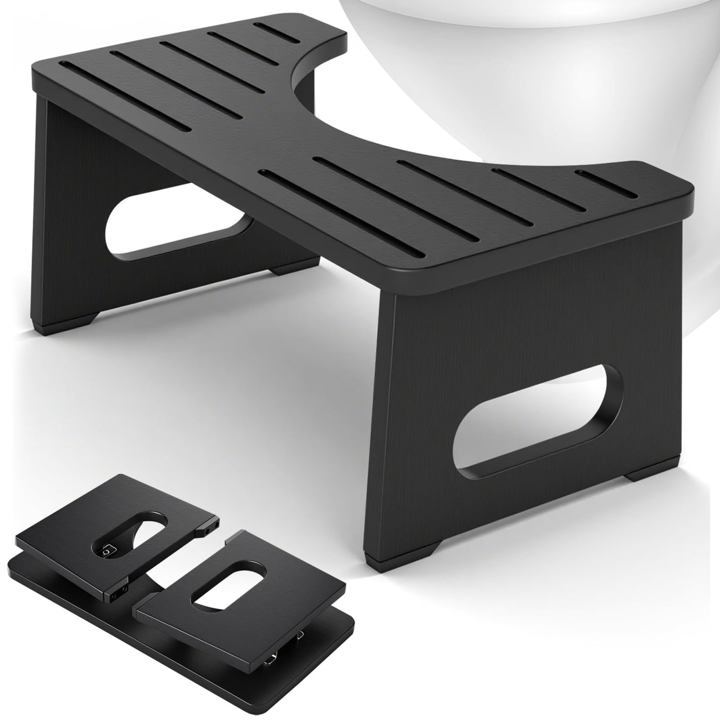 YOSE Wood Toilet Stool Squat Adult, Foldable Squatting Potty for Bathroom, Dual Anti-Slip Potty Step Stool for Pooping
