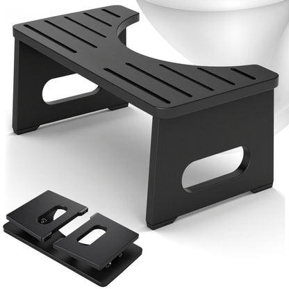 YOSE Wood Toilet Stool Squat Adult, Foldable Squatting Potty for Bathroom, Dual Anti-Slip Potty Step Stool for Pooping
