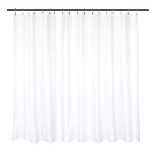 Barossa Design Waterproof Extra Wide Fabric Shower Curtain Liner 108" W x 72" H - Hotel Quality, Machine Washable, White Shower Liner for Bath Tub,