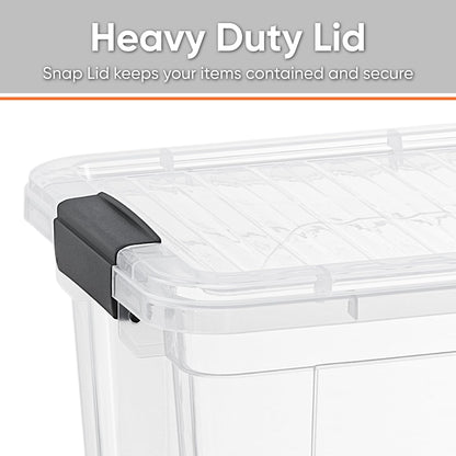 Superio Clear Storage Box with Lid, 26.5 Quart Plastic Container Bins for Organizing, Stackable Crates, BPA Free, Non Toxic, Odor Free