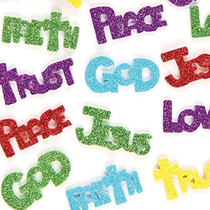 Baker Ross ET203 Inspirational Glitter Foam Stickers Self-Adhesive Shapes Kid's Craft Embellishments for Decorating & Card Making - Pack of 150
