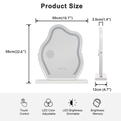 Dripex Hollywood LED Vanity Mirror, Cloud Shaped Rotatable Makeup Mirror with 3 Color Modes Dimmable Strip Light, Touch Screen Control, Illuminate