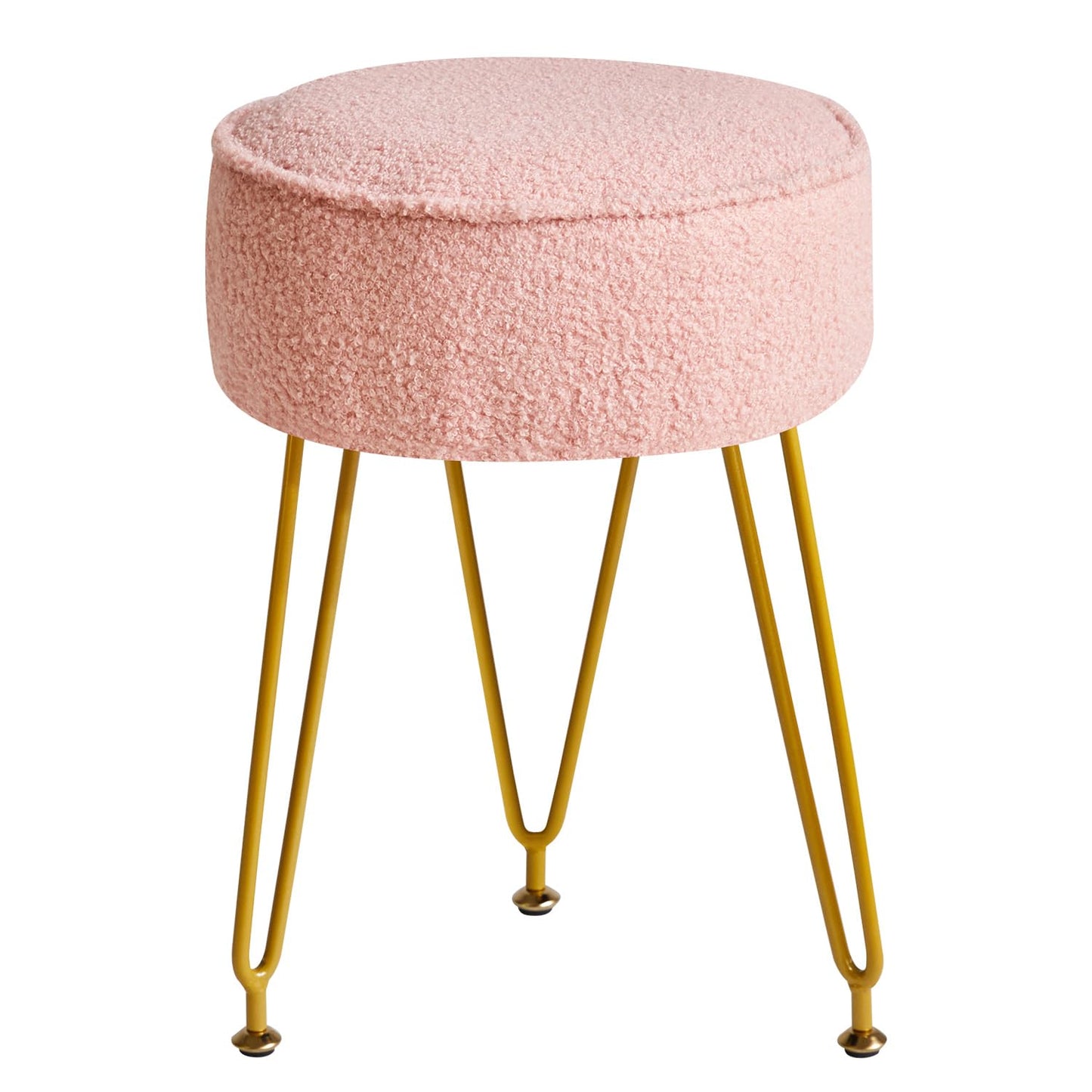 IBUYKE Makeup Vanity Stool Chair, Teddy Velvet Footrest, Pink WBD009P