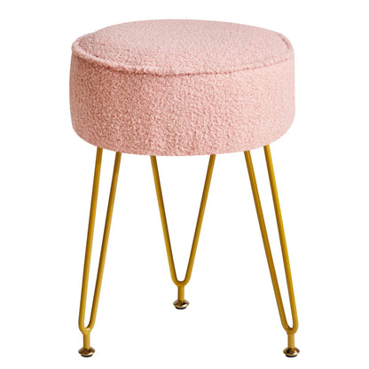 IBUYKE Makeup Vanity Stool Chair, Teddy Velvet Footrest, Pink WBD009P
