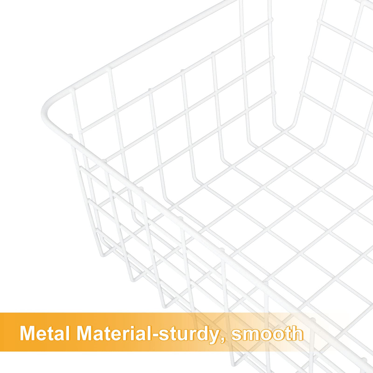 MIVIDE 4PCS White Metal Wire Storage Baskets, Freezer Baskets for Chest Freezers, Small Wire Basket for Freezer Kitchen Pantry Closets Bathroom
