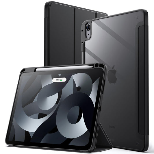 JETech Case for iPad Air 11-Inch M3/M2 (2025/2024), iPad Air 5/4 (2022/2020 5th/4th) with Pencil Holder, Clear Transparent Back Slim Stand Shockproof