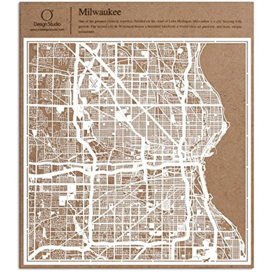 Milwaukee Paper Cut Map White 12×12 inches Paper Art