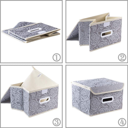 Prandom Storage Boxes with Lids Small.Rose Pattern Fabric Decorative Storage Box, Really Useful Box,Clothing Storage,Cubes