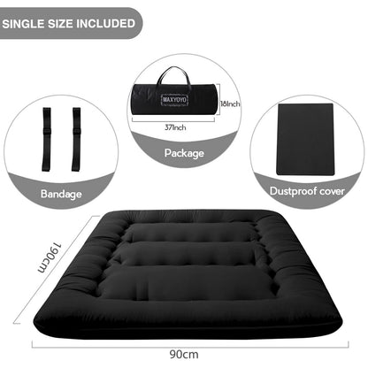 MAXYOYO Japanese Floor Mattress Futon Mattress, Thicken Tatami Mat Sleeping Pad Foldable Roll Up Mattress Dormitory Mattress Pad Floor Lounger Pillow