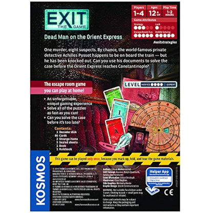 Thames & Kosmos - EXIT: Dead Man on the Orient Express - Level: 4/5 - Unique Escape Room Game - 1-4 Players - Puzzle Solving Strategy Board Games for Adults & Kids, Ages 12+ - 694029